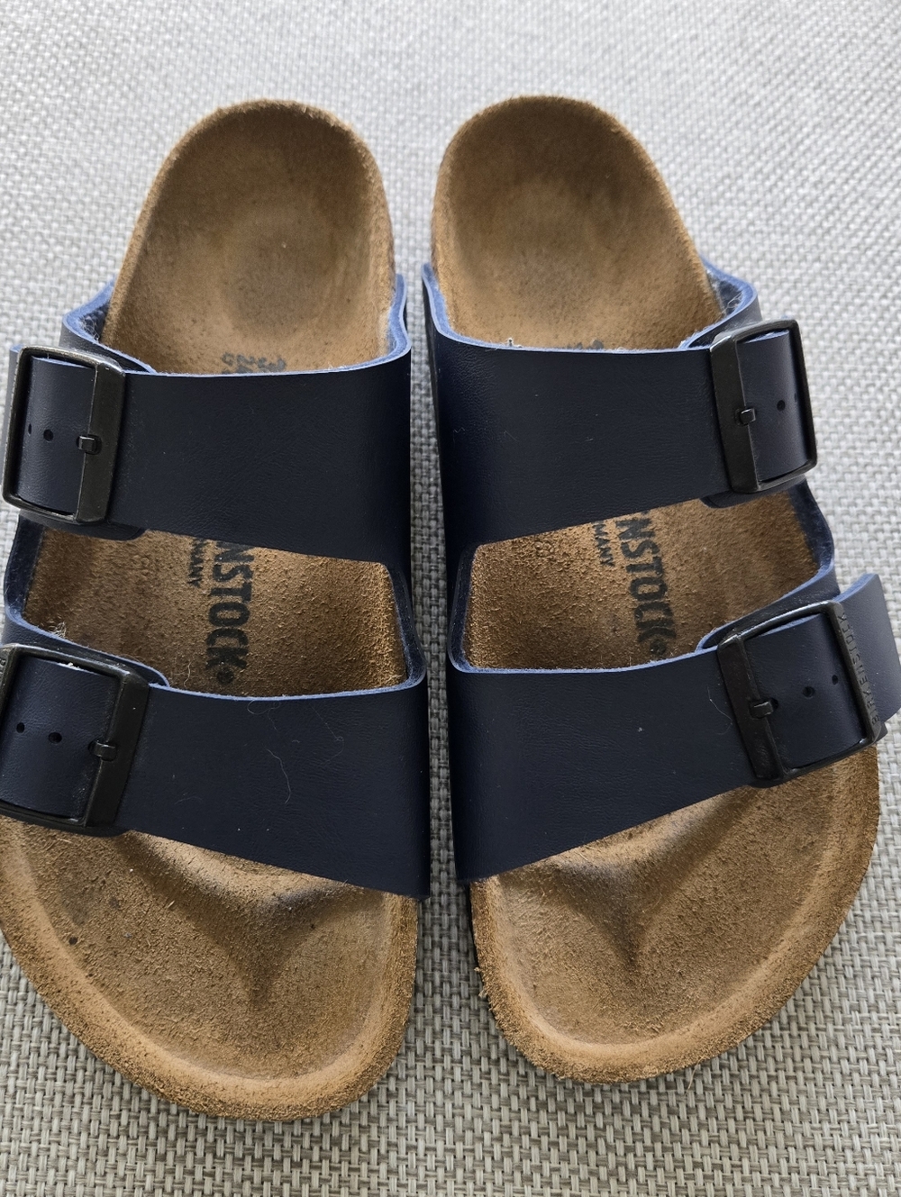 Size 38 Birkenstock Womens Navy Double Strap Buckle Sandals